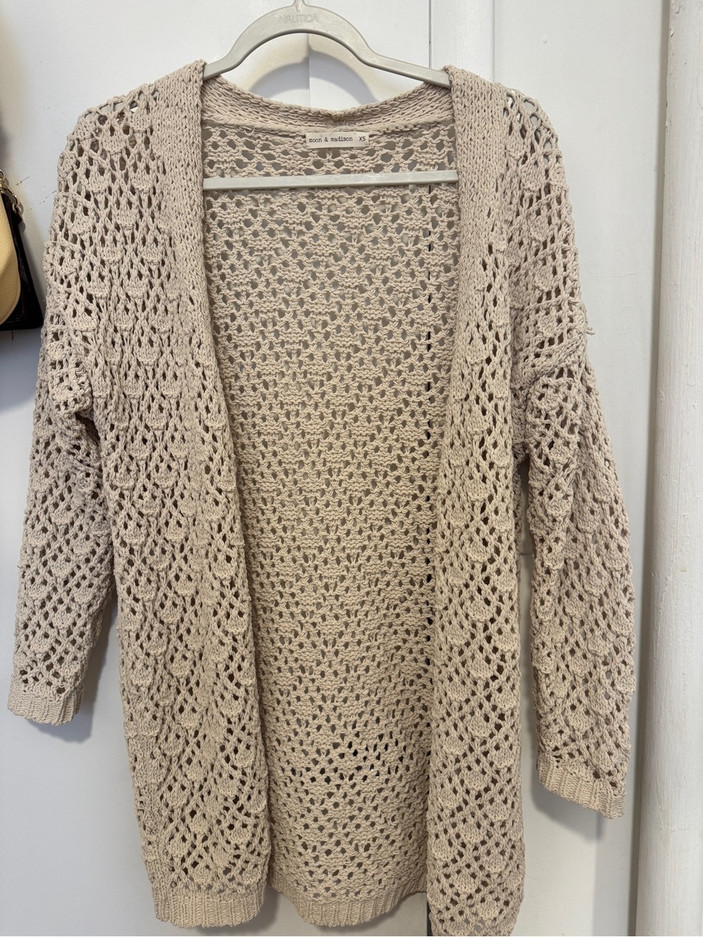 Nautica Open-Knit Longline Cardigan - Taupe